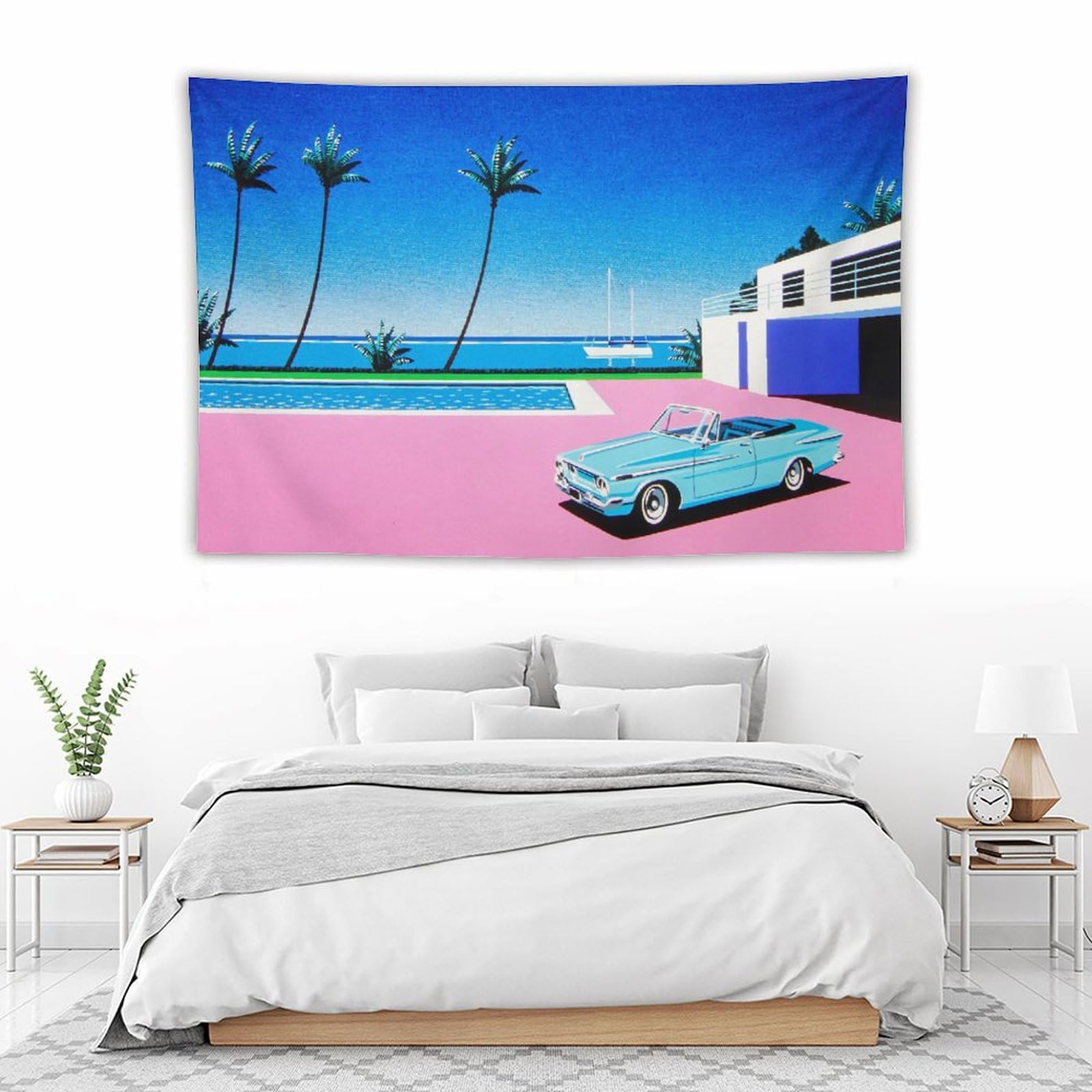 Amazon.co.jp: 永井博 イラストアートワーク タペストリー 夏 ビーチ